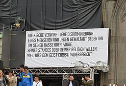 Eine Impression vom Kolpingtag Köln: Auch Diskriminierung steht dem Frieden entgegen. Bild: Claudia Hofrichter